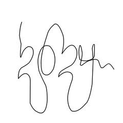 2024 Year Number Continuous Line Hand Drawn 