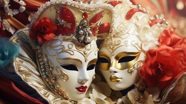 Venetian masks. Theatre concept. High quality photo realistic