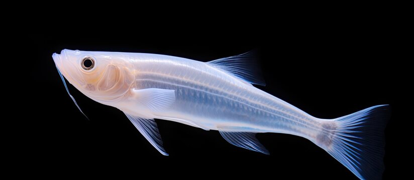 White ghost knifefish in fish tank, Apteronotus albifrons.