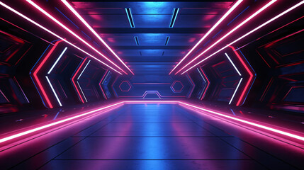 Futuristic Sci Fi Cyber Modern Neon Laser Blue Red