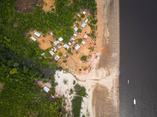 Beautiful aerial view to Tiririca riverside community on drought