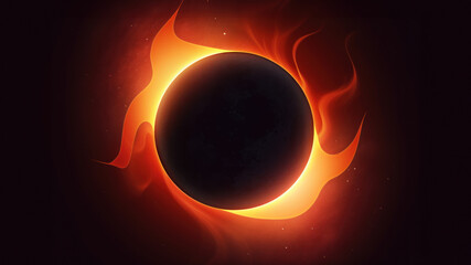 Solar Eclipse illustration with room for text created with Generative AI technology - obrazy, fototapety, plakaty