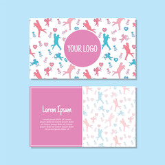 Business card template, Valentine's Day seamless pattern vector design. Double-sided creative business card template.