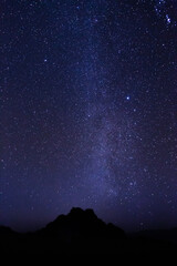Desert night sky full of stars and milky way, Wadi Rum