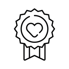 Heart inside ribbon badge, concept of favorite item, best quality vector