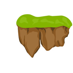 Flying Island With Grass Vector Illustration 