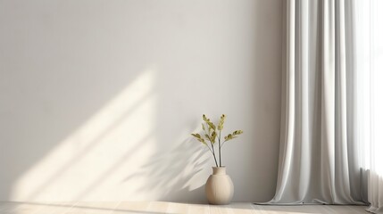 a vase with leaves in it - obrazy, fototapety, plakaty