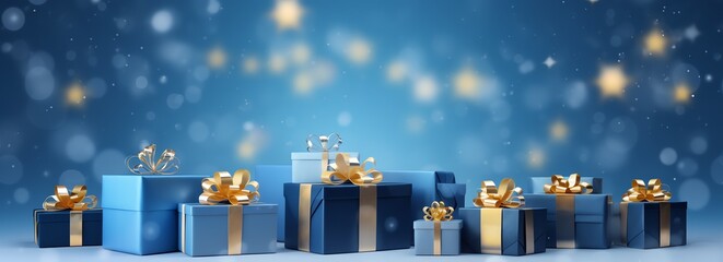 a group of wrapped presents - obrazy, fototapety, plakaty
