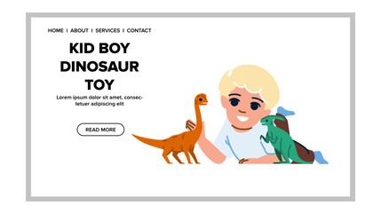 child kid boy dinosaur toy vector. children animal, cute fun, happy home child kid boy dinosaur toy web flat cartoon illustration