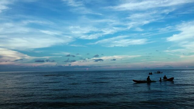 Lonely Boat At Sea Shore At  uf ternoon In The Water,video,