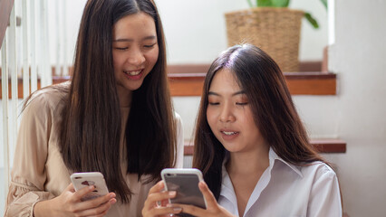 Business asian woman use smartphone telecommunication online marketing hand close up