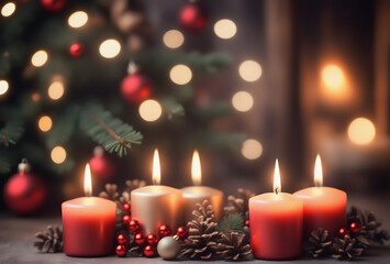 Obraz na płótnie Canvas christmas decoration with candles and decorations