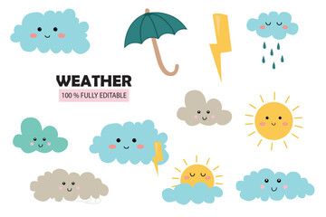 Vector Set of weather forecast - vector icon collection on white background