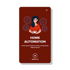 network home automation vector. smart control, digital app, remote house network home automation web flat cartoon illustration