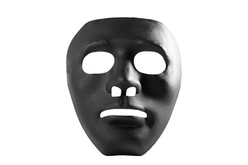 black theatrical mask isolated, mental health, split personality, anonymous hacker