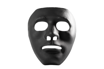 black theatrical mask isolated, mental health, split personality, anonymous hacker