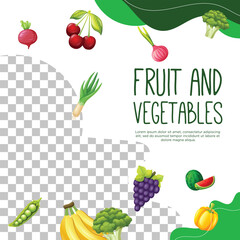 Social media post template design for fruit and vegetarian food