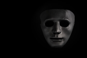 Online privacy, black mask concept, protection against cyber fraud, personal data