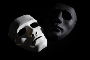 Black and white mask, psychology and psychiatry, mental health, split personality, bipolar mental...