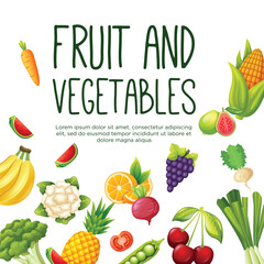 Social media post template design for fruit and vegetarian food