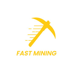 Fast Mining Pickaxe object mining simple logo, professional clean and minimalist design, isolated by white color