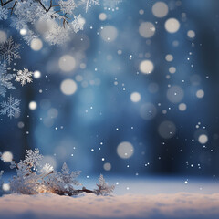 Fototapeta na wymiar blue Christmas background with snow for a banner or cover for a website postcard or flyer with place for text