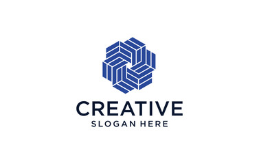 creative polygon logo abstract technology logo design