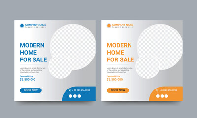 Real Estate Social Media Post Design. Home Sale Social Media Template