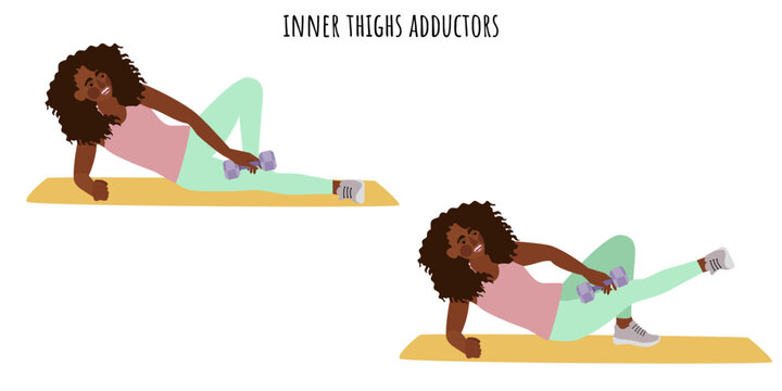 Young woman doing inner thighs adductor exercise
