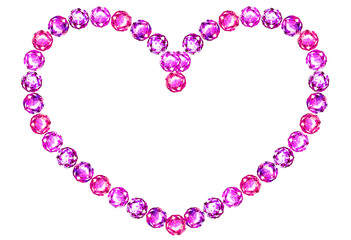 宝石のハート型フレーム　素材　飾り枠　飾り罫　見出し　白バック　透過