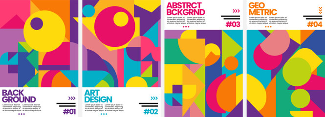 Abstract geometric modern background. Set of 4 modern simple background vector illustration flat style. Suitable for poster, cover, ads, social media banner, or flyer © gusmanfahmi