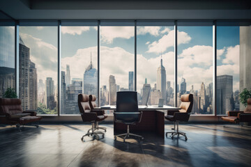 corporate office room with empty seats , luxury office room decoration for business purpose Ai generator - obrazy, fototapety, plakaty