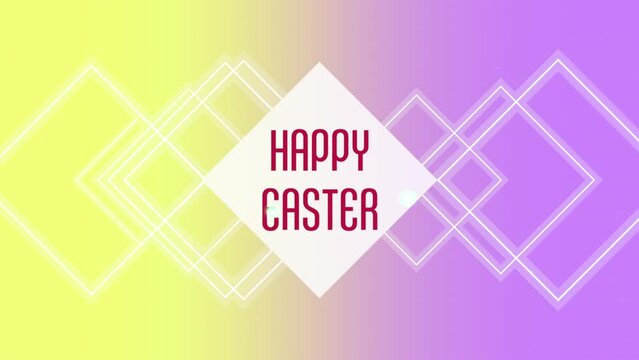 A vibrant abstract design with geometric shapes showcasing the words Happy Easter in the center. Celebrate the joy and warmth of the holiday with this colorful image