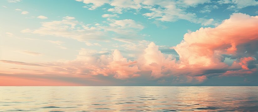 Retro colors in the sky, with sea water and lovely clouds.