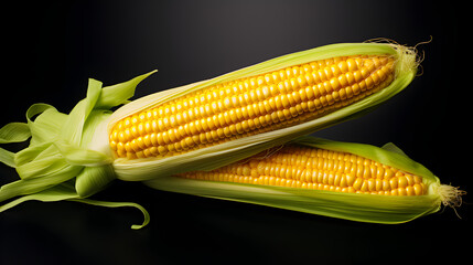 Corn isolated on black background 