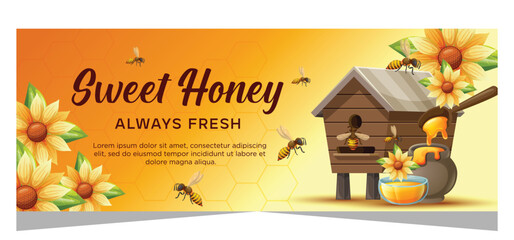 Realistic template honey banner design