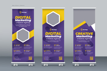 Corporate business roll up banner, marketing agency roll up banner, pull up banner, or x banner print template - obrazy, fototapety, plakaty
