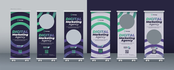 Corporate business roll up banner bundle, marketing agency roll up banner, pull up banner, or x banner print template - obrazy, fototapety, plakaty