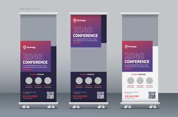 Corporate business roll up banner, marketing agency roll up banner, pull up banner, or x banner print template