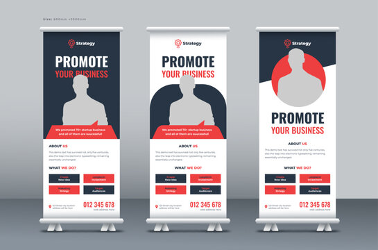 Corporate business roll up banner, marketing agency roll up banner, pull up banner, or x banner print template