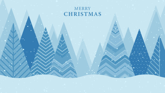 Merry Christmas banner. Geometric background with abstract Christmas trees