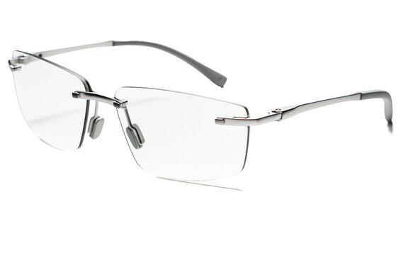 Sleek Rimless Glasses: Titanium Temples Edition Isolated on Transparent Background PNG.