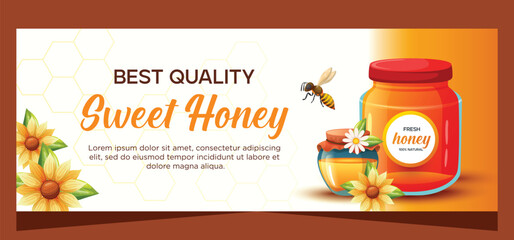 Banner template with honey concept design for promotion