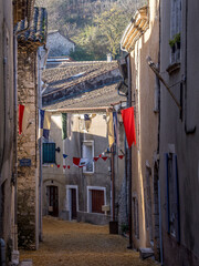 Street view of a small medieval village in Provence
