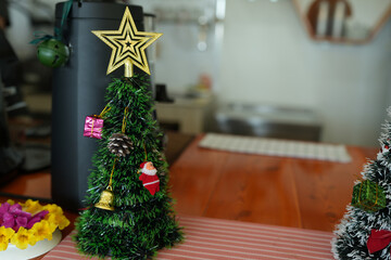 Coffee shop decorated with Christmas tree 2024