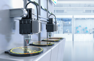 Semiconductor manufacturing with robotic arms and silicon wafers