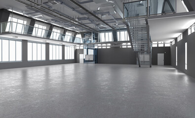 Laboratory interior or manufacturing factory with space