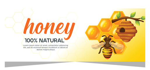 Realistic template honey banner design