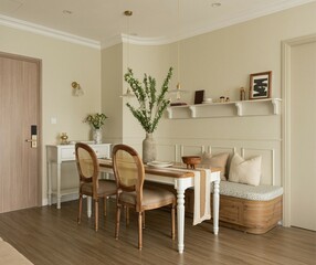 Fototapeta premium Simple modern minimalist dining table