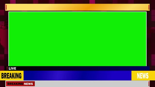New style live breaking news lower third big green screen tv with blank text and seamless looping world map 4k animation